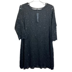 Tiana B Lace‎ Dress Black Size 12 Slip Dress Round Neck Above The Knee Festive